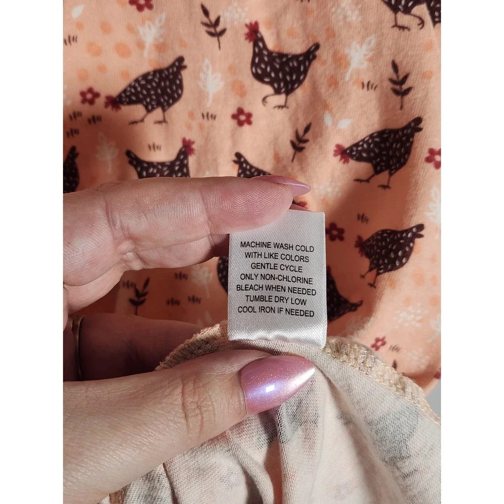 Chicken Pajamas! Catalog Favorites 100% Cotton Peach Pajama Set Size Large‎